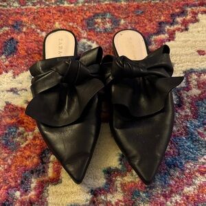 Zara Black Leather Women's Slip-On Shoes